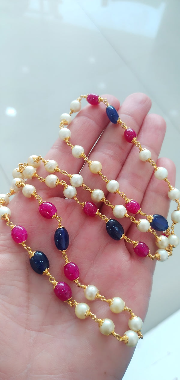 MOTI MALA WITH 1GM 24K