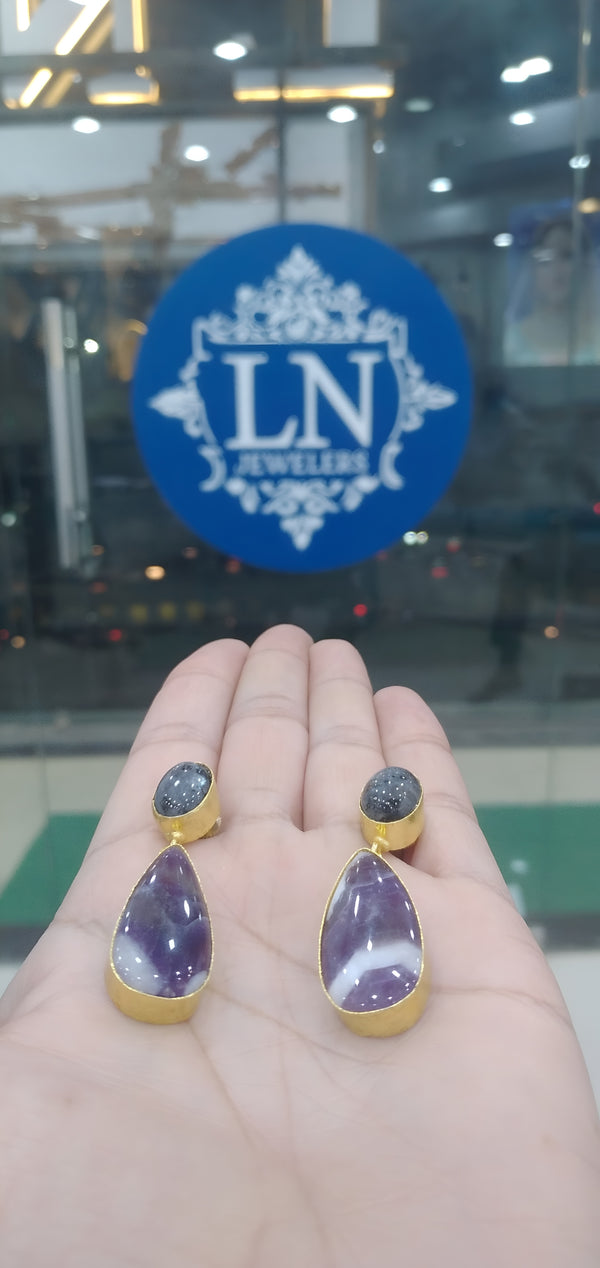 Real Purple Stone Necklace Set