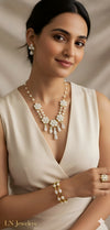 Real White Stone Necklace Set