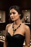 Real dark green Stone Necklace Set